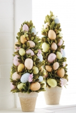 Easter Egg Topiaries - Set of 2 - 17.5 inch Tall and 15.5 Inch Tall - NEW